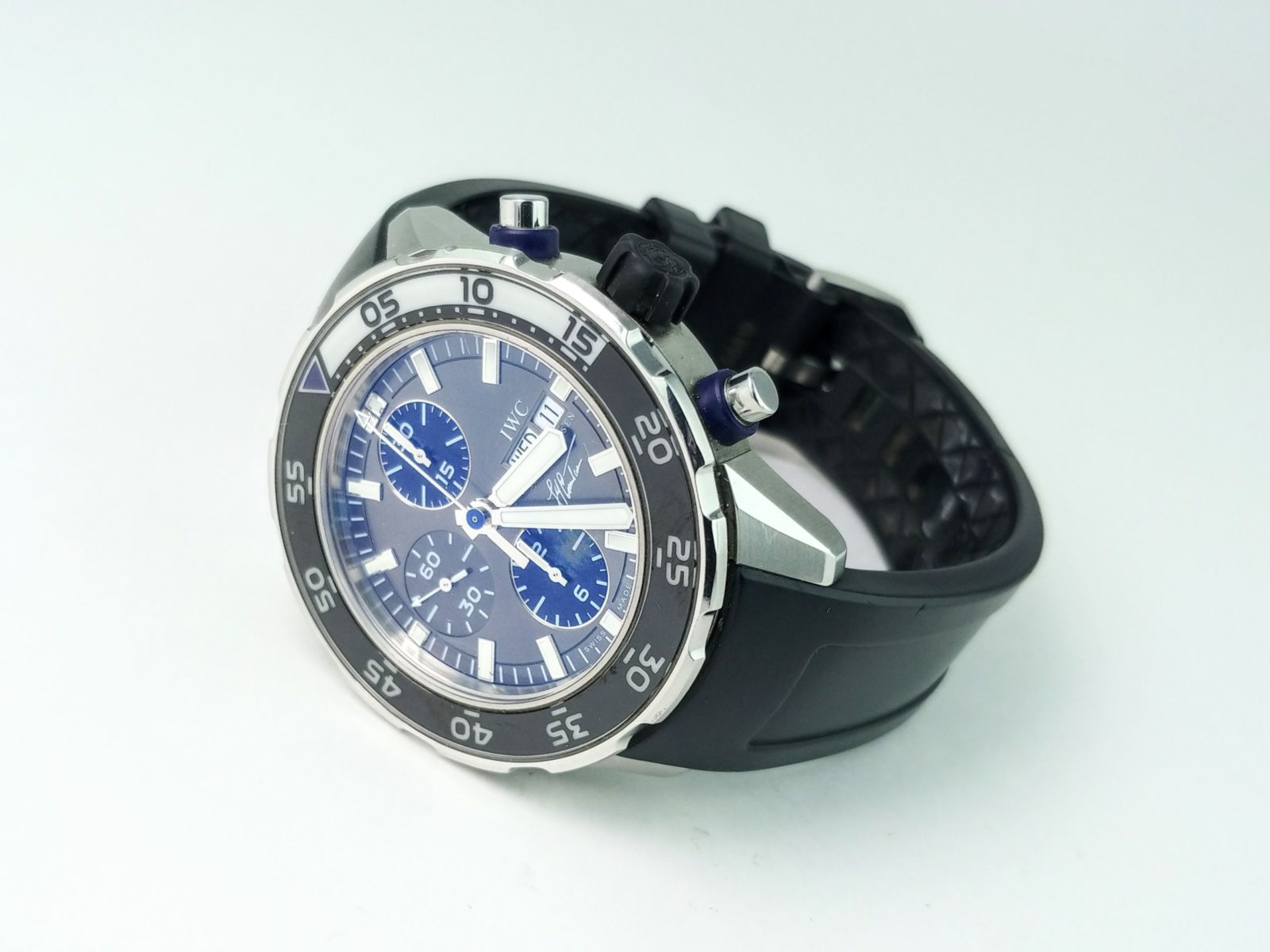 IWC Aquatimer Jacques-Yves Cousteau Automatic Chronograph Grey Dial Black Rubber_handmade_watchstrap