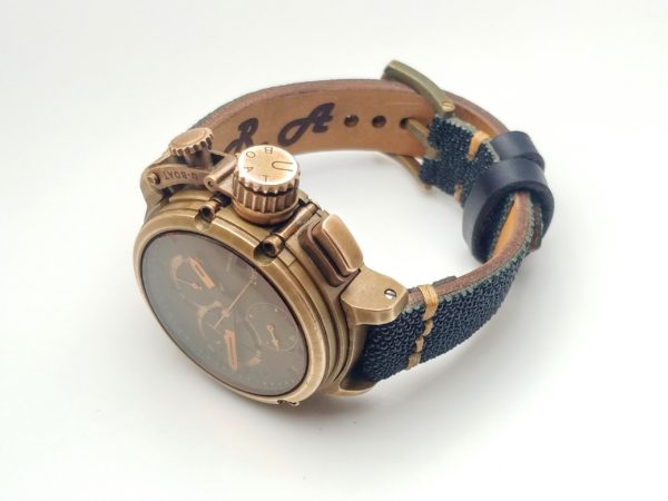 stingray_skin_handmade_watchstrap_U-Boat Chimera Chrono Bronze 43mm Limited Edition