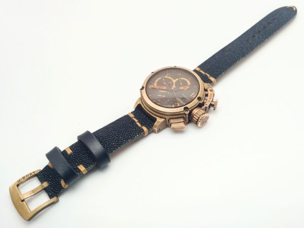 stingray_skin_handmade_watchstrap_U-Boat Chimera Chrono Bronze 43mm Limited Edition