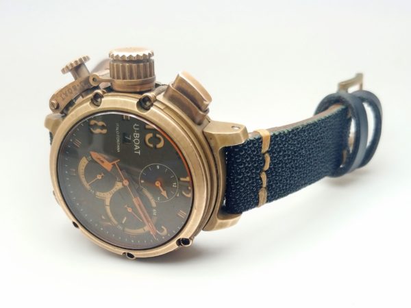 stingray_skin_handmade_watchstrap_U-Boat Chimera Chrono Bronze 43mm Limited Edition