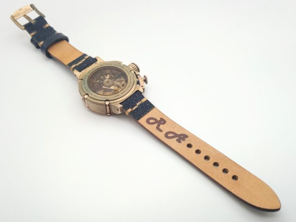 stingray_skin_handmade_watchstrap_U-Boat Chimera Chrono Bronze 43mm Limited Edition