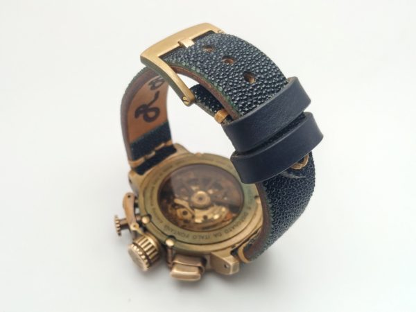 stingray_skin_handmade_watchstrap_U-Boat Chimera Chrono Bronze 43mm Limited Edition