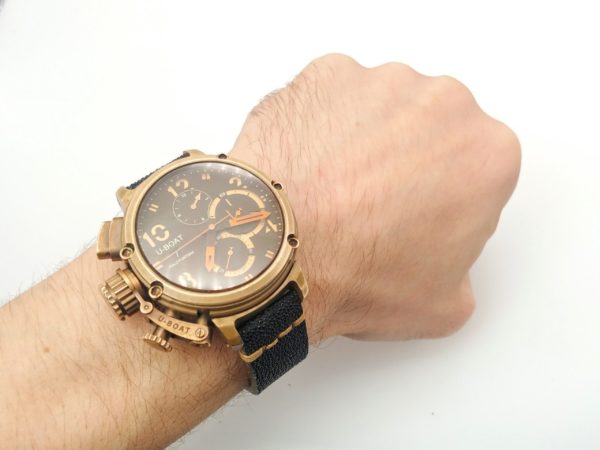 stingray_skin_handmade_watchstrap_U-Boat Chimera Chrono Bronze 43mm Limited Edition